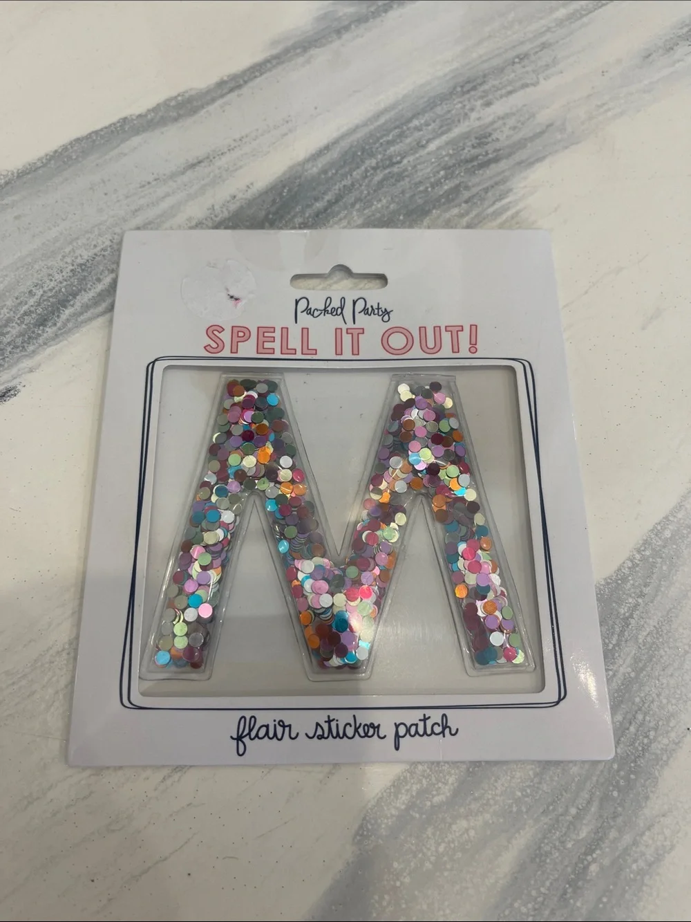 Packed Party 'M' Sequin Flair Sticker Patch - Multicolor